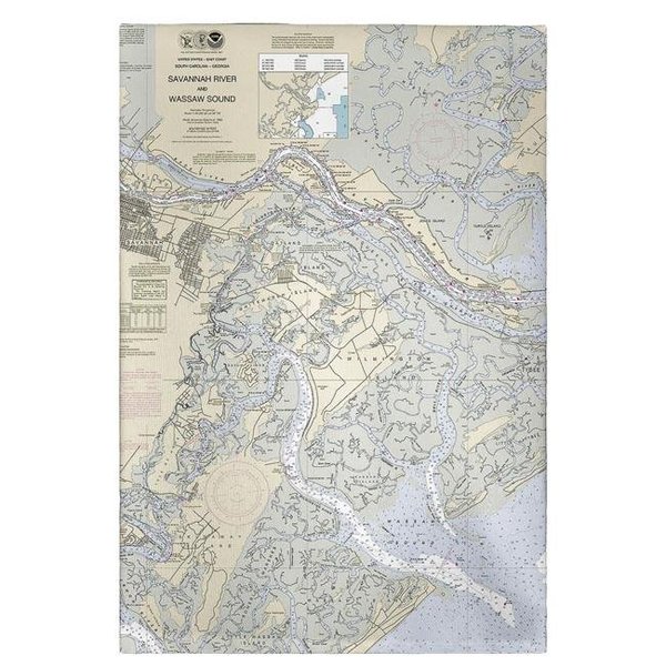 Betsy Drake Betsy Drake GT214 Savannah River & Wassaw Sound; GA Nautical Map Guest Towel GT214